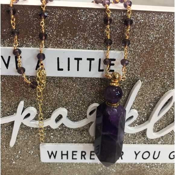 Amethyst Perfume Bottle Pendant Necklace - Picture 7 of 8